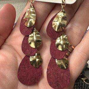 *FREE* Maurices Gold and Burgundy Layered Earrings